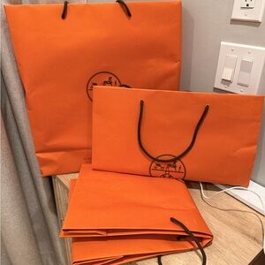 Hermes Orange Shopping Bags